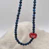 Halskette – Perlenkette mit rotem Krebs aus Glas & blauem Apatit
