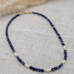 Halskette Lapislazuli - Edelstein Schmuck, Perlenhalskette Damen