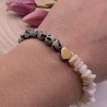 Armband - Edelstein Schmuck - Dalmatiner Jaspis und Muschelstein