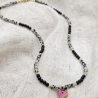 Halskette Herz Anhänger – Obsidian | Dalmatiner Jaspis | gold 