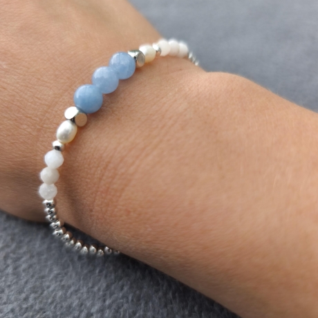 Aquamarin Armband Mond – Edelsteinarmband für Damen - Schmuck