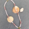 Halskette - Rosenquarz Rhodonit – Lotus Anhänger Gold oder Silber