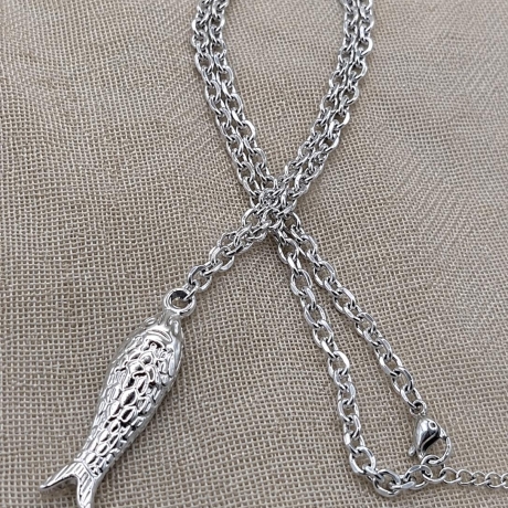 Halskette | Fisch Anhänger Gold oder Silber | Kette aus Edelstahl
