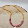 Halskette Seelenstrand – Chalcedon & Muschel Halskette rosa gelb