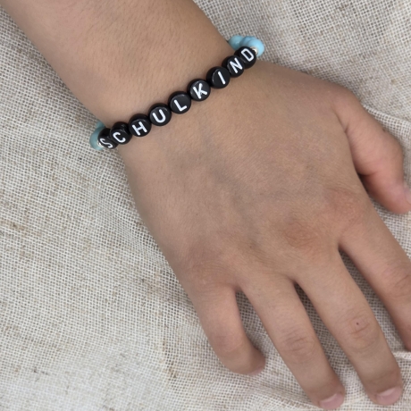 Armband Schulkind Einschulung | Edelstein + Buchstabenperlen