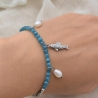 Armband | Fisch | Süßwasserperlen | blauer Apatit | gold & silber