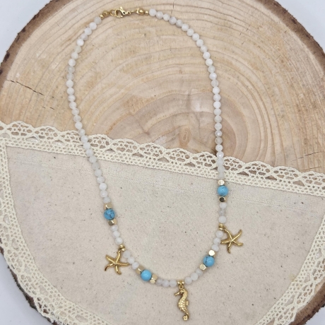 Halskette Türkis | gold silber | Seepferdchen | Seestern Anhänger