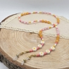 Brillenkette Boho – Rosenquarz & Chalcedon | Glasses Chain Sommer