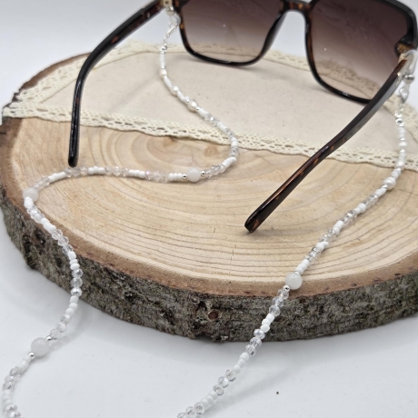 Brillenkette mit Süßwasserperlen & weißer Jade | Glasses Chain