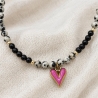 Halskette Herz Anhänger – Obsidian | Dalmatiner Jaspis | gold 