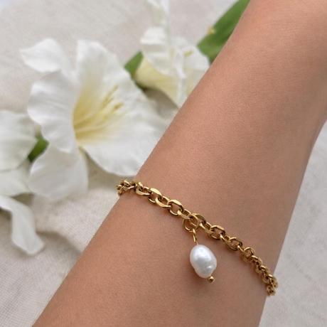 Armband Süßwasserperle Gold | Silber | Maritime Charms Armband