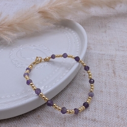 Armband Wintermagie - Edelsteinarmband Amethyst und Goldperlen