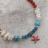 Armband mit Seestern | roter Achat | Apatit | Türkis | Perlen