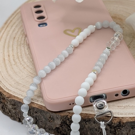 Handykette weiß fürs Handgelenk – Handyanhänger, Anhänger Handy