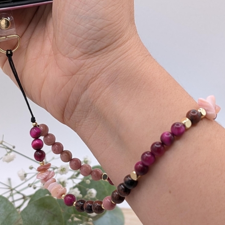 Handykette kurz Pink fürs Handgelenk, Handyanhänger | Phone Strap