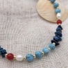 Halskette – Edelsteinkette mit Türkis, Chalcedon & Süßwasserperle