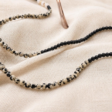 Brillenkette Obsidian Dalmatiner Jaspis | Sonnenbrillenkette