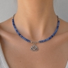 Halskette Aventurin mit Lotusblüten - Anhänger Silber - Lotus