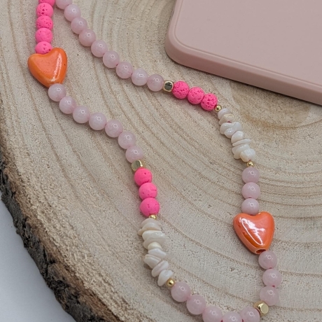 Handykette kurz fürs Handgelenk aus Rosenquarz – Phone Strap