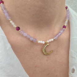 Kette Sichelmond – Edelstein Halskette Damen – Jade Tigerauge