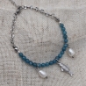 Armband | Fisch | Süßwasserperlen | blauer Apatit | gold & silber