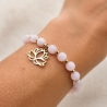 Rosenquarz Armband | Edelsteinarmband mit Lotus | Geschenk Frauen
