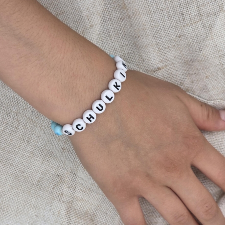 Armband Schulkind Einschulung | Edelstein + Buchstabenperlen