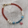 Armband mit Seestern | roter Achat | Apatit | Türkis | Perlen