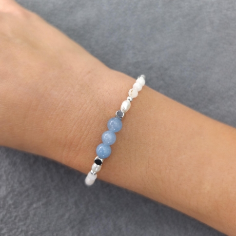 Aquamarin Armband Mond – Edelsteinarmband für Damen - Schmuck