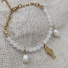 Armband | Fisch | Süßwasserperlen | weißer Jade | Silber | Gold