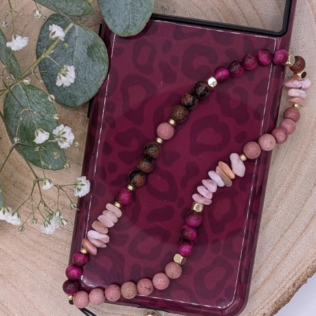 Handykette kurz Pink fürs Handgelenk, Handyanhänger | Phone Strap