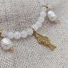 Armband | Fisch | Süßwasserperlen | weißer Jade | Silber | Gold
