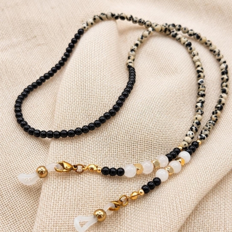 Brillenkette Obsidian Dalmatiner Jaspis | Sonnenbrillenkette