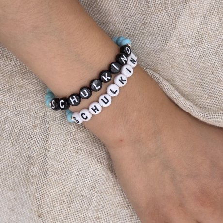 Armband Schulkind Einschulung | Edelstein + Buchstabenperlen