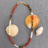 Halskette – Edelsteinschmuck Karneol, Tigerauge & Süßwasserperlen