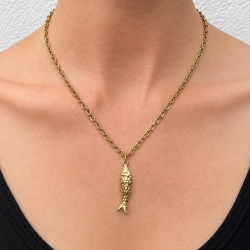 Halskette | Fisch Anhänger Gold oder Silber | Kette aus Edelstahl
