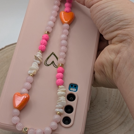 Handykette kurz fürs Handgelenk aus Rosenquarz – Phone Strap