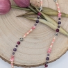 Halskette Perlenkette - Dalmatiner Jaspis, Tigerauge und Amethyst