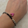 Edelstein Armband mit Herzanhänger | Dalmatiner Jaspis & Obsidian