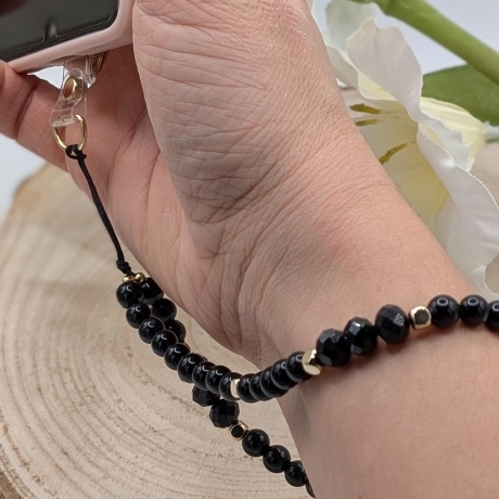 Handykette kurz schwarz – Phone Strap | Handy Kette Handgelenk