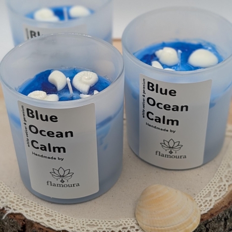 Duftkerze aus Sojawachs – Blue Ocean Calm – handgegossen