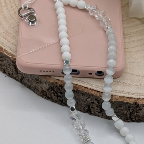 Handykette weiß fürs Handgelenk – Handyanhänger, Anhänger Handy