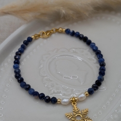 Armband – Edelsteinarmband Lapis Lazuli & Süßwasserperlen