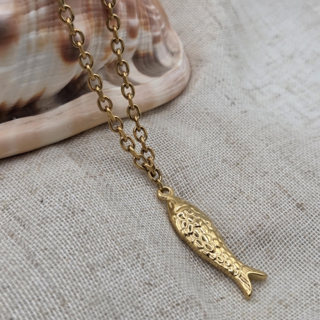 Halskette | Fisch Anhänger Gold oder Silber | Kette aus Edelstahl