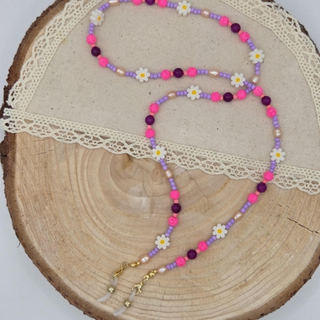 Brillenkette – Süßwasserperlen Chalcedon Lavastein, Glasses Chain