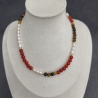 Halskette – Edelsteinschmuck Karneol, Tigerauge & Süßwasserperlen