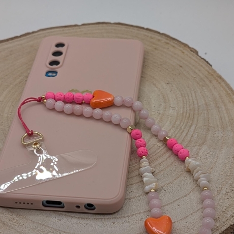 Handykette kurz fürs Handgelenk aus Rosenquarz – Phone Strap
