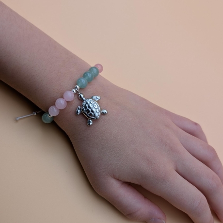 Atemarmband mit Rosenquarz & Aventurin – größenverstellbar