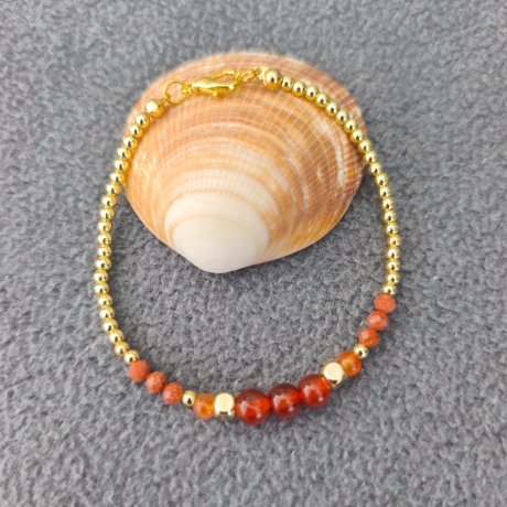 Karneol Armband ,,Sonne – Perlenarmband – Edelsteinarmband