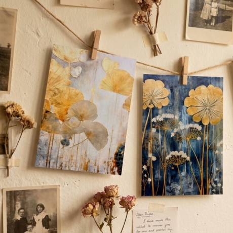 4er Mini Print Kunstkarten Blumen - Pusteblumen & Naturkarten, 